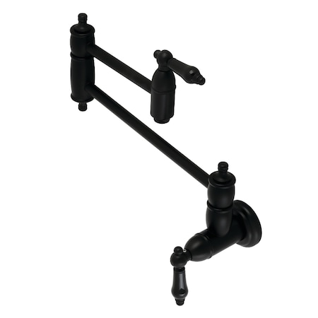 Kingston Brass KS3100PKL Duchess Wall Mount Pot Filler, Matte Black KS3100PKL